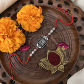 Vriksham Rakshabandhan Oxidized Sliver Square Plated Swastik Rakhi-RB148